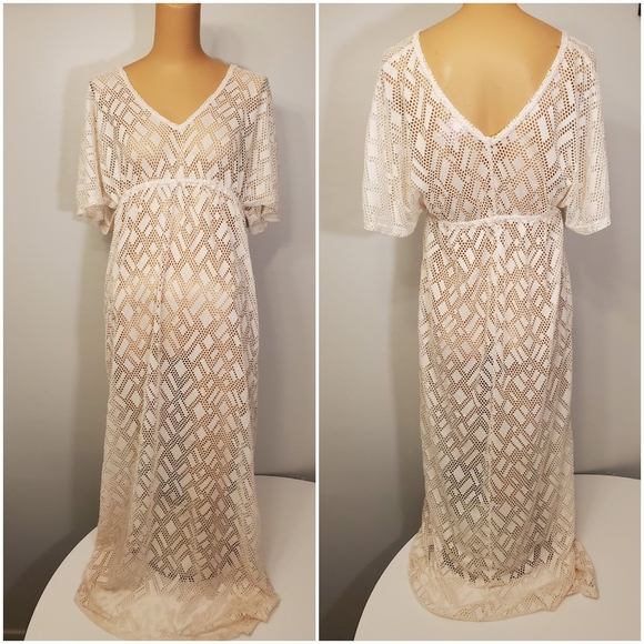Xhilaration Dresses & Skirts - Xhilaration Cream Long Lace Dress /Swim Coverup